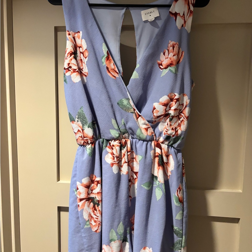 Everly Floral Dress in Lavender and Coral